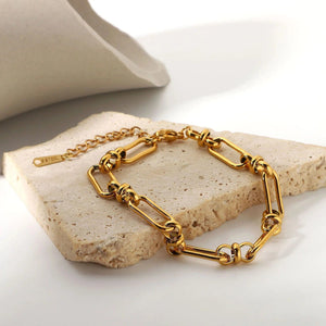 Planet Gates 117 Stainless Steel PVD 18K Gold Plated Tarnish Waterproof Knot Chian Bracelet  For Woman Jewelry Wholesale Trendy