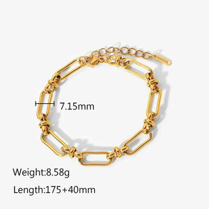 Planet Gates 117 Stainless Steel PVD 18K Gold Plated Tarnish Waterproof Knot Chian Bracelet  For Woman Jewelry Wholesale Trendy