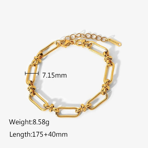 Planet Gates 117 Stainless Steel PVD 18K Gold Plated Tarnish Waterproof Knot Chian Bracelet  For Woman Jewelry Wholesale Trendy