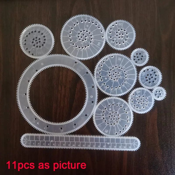 Planet Gates 11pcs as picture 1 Funny Interlocking Gears Wheels Spirograph Drawing Toys Set Creative Educational Toy for Children Painting Drawing Accessories