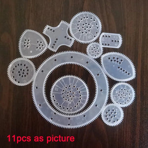 Planet Gates 11pcs as picture Funny Interlocking Gears Wheels Spirograph Drawing Toys Set Creative Educational Toy for Children Painting Drawing Accessories
