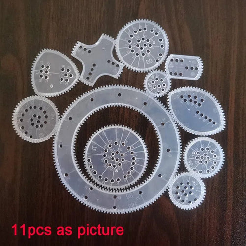 Planet Gates 11pcs as picture Funny Interlocking Gears Wheels Spirograph Drawing Toys Set Creative Educational Toy for Children Painting Drawing Accessories