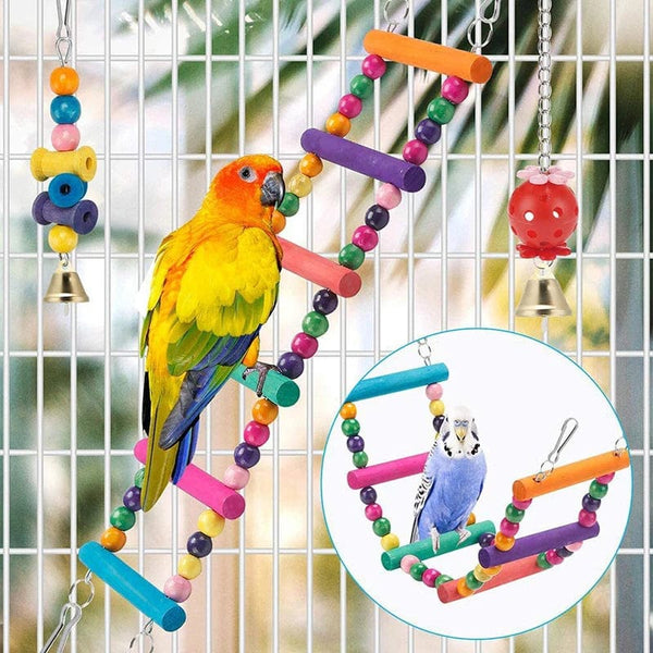Planet Gates 11pcs Bird Cage Toys for Parrots Wood Birds Swing Reliable Chewable Bite Bridge Wooden Beads Shape Parrot Toy 11pcs Bird Toys