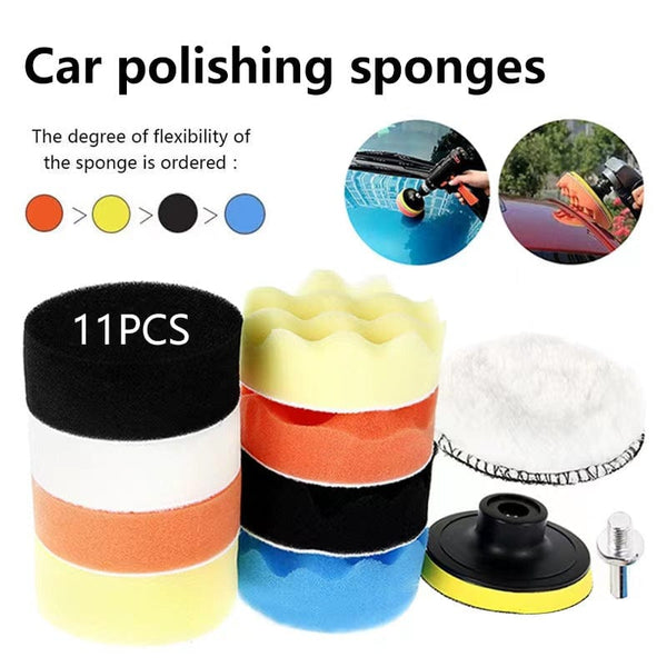 Planet Gates 11pcs/set 11-Piece Car Polishing Kit: Achieve a Professional Shine with Sponge Wool and Drill Adapter!