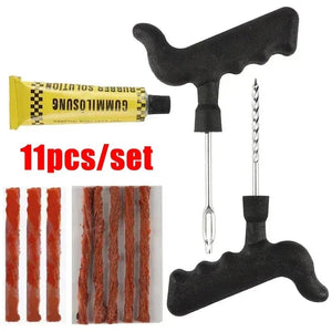 Planet Gates 11pcs Set-B Car Tire Repair Tool Kit with Rubber Strips Tubeless Tyre Puncture Studding Plug Set Motorcycle Truck Vacuum Tire Repair Tool