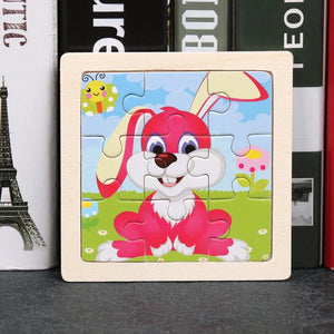 Planet Gates 11X11CM Kids Wooden Puzzle Cartoon Animal Traffic Tangram Wood Puzzle Toys Educational Jigsaw Toys for Children GiftS