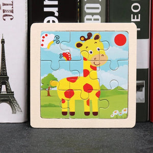 Planet Gates 11X11CM Kids Wooden Puzzle Cartoon Animal Traffic Tangram Wood Puzzle Toys Educational Jigsaw Toys for Children GiftS