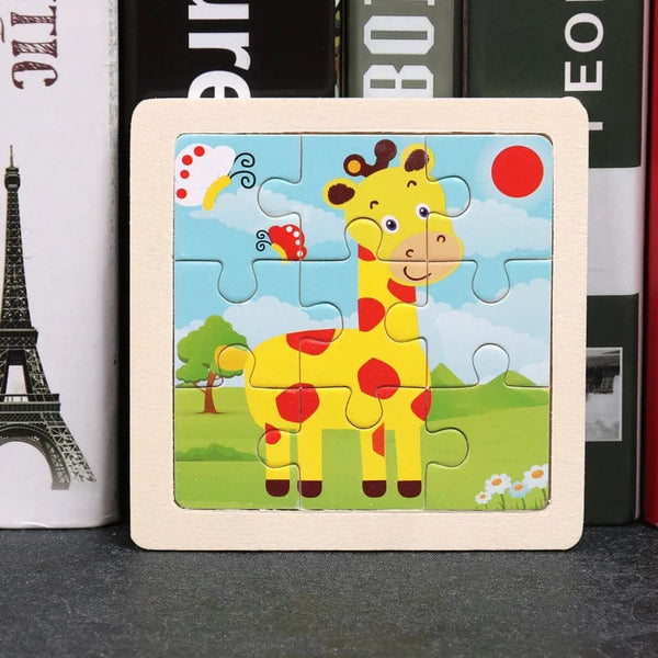 Planet Gates 11X11CM Kids Wooden Puzzle Cartoon Animal Traffic Tangram Wood Puzzle Toys Educational Jigsaw Toys for Children GiftS