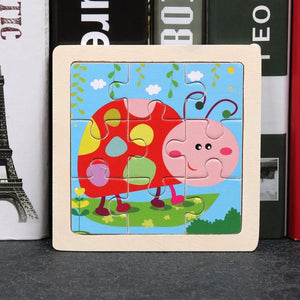 Planet Gates 11X11CM Kids Wooden Puzzle Cartoon Animal Traffic Tangram Wood Puzzle Toys Educational Jigsaw Toys for Children GiftS