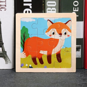 Planet Gates 11X11CM Kids Wooden Puzzle Cartoon Animal Traffic Tangram Wood Puzzle Toys Educational Jigsaw Toys for Children GiftS