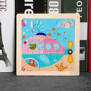 Planet Gates 11X11CM Kids Wooden Puzzle Cartoon Animal Traffic Tangram Wood Puzzle Toys Educational Jigsaw Toys for Children GiftS