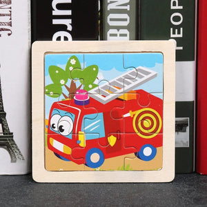 Planet Gates 11X11CM Kids Wooden Puzzle Cartoon Animal Traffic Tangram Wood Puzzle Toys Educational Jigsaw Toys for Children GiftS
