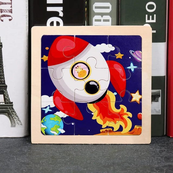 Planet Gates 11X11CM Kids Wooden Puzzle Cartoon Animal Traffic Tangram Wood Puzzle Toys Educational Jigsaw Toys for Children GiftS