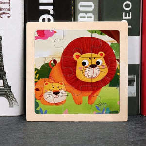 Planet Gates 11X11CM Kids Wooden Puzzle Cartoon Animal Traffic Tangram Wood Puzzle Toys Educational Jigsaw Toys for Children GiftS
