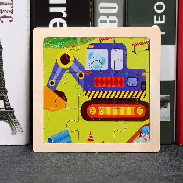 Planet Gates 11X11CM Kids Wooden Puzzle Cartoon Animal Traffic Tangram Wood Puzzle Toys Educational Jigsaw Toys for Children GiftS