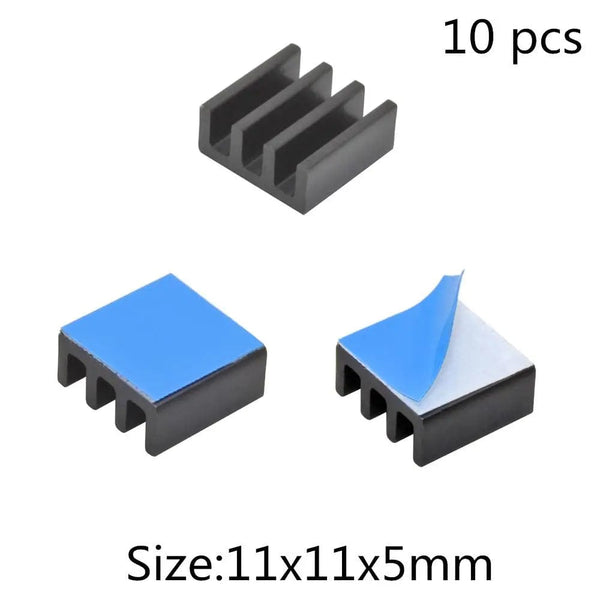 Planet Gates 11x11x5mm Aluminum Heatsink Radiator Heat sink for Electronic IC Chip RAM MOS Dynatron Raspberry Pi Cooling With Thermal Conductive Tape