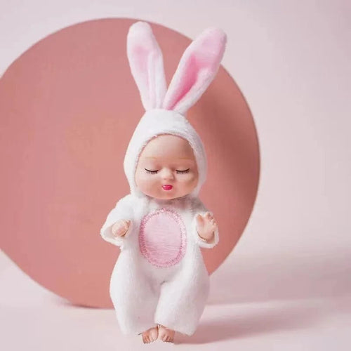 Planet Gates 11x5cm / Rabbit 1pcs Kawaii 12cm Simulation Rebirth Dolls Toy Mini Cute Sleeping Baby Series Doll Cartoon Animal Toy for Kids Birthday Gift