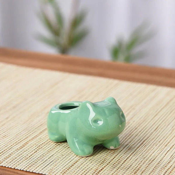Planet Gates 11X6.5X7 Creative Ceramic Mini Flowerpot Succulent Planter Cute Green Plants Planter Flower Pot with Hole Home Garden Decoration outdoor