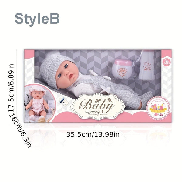 Planet Gates 12''/30cm Baby Doll Playset in Gift Box with Accessories Pink Pacifier, Vinyl Reborn Doll Toy, Christmas Gift for Girl Boy Kid