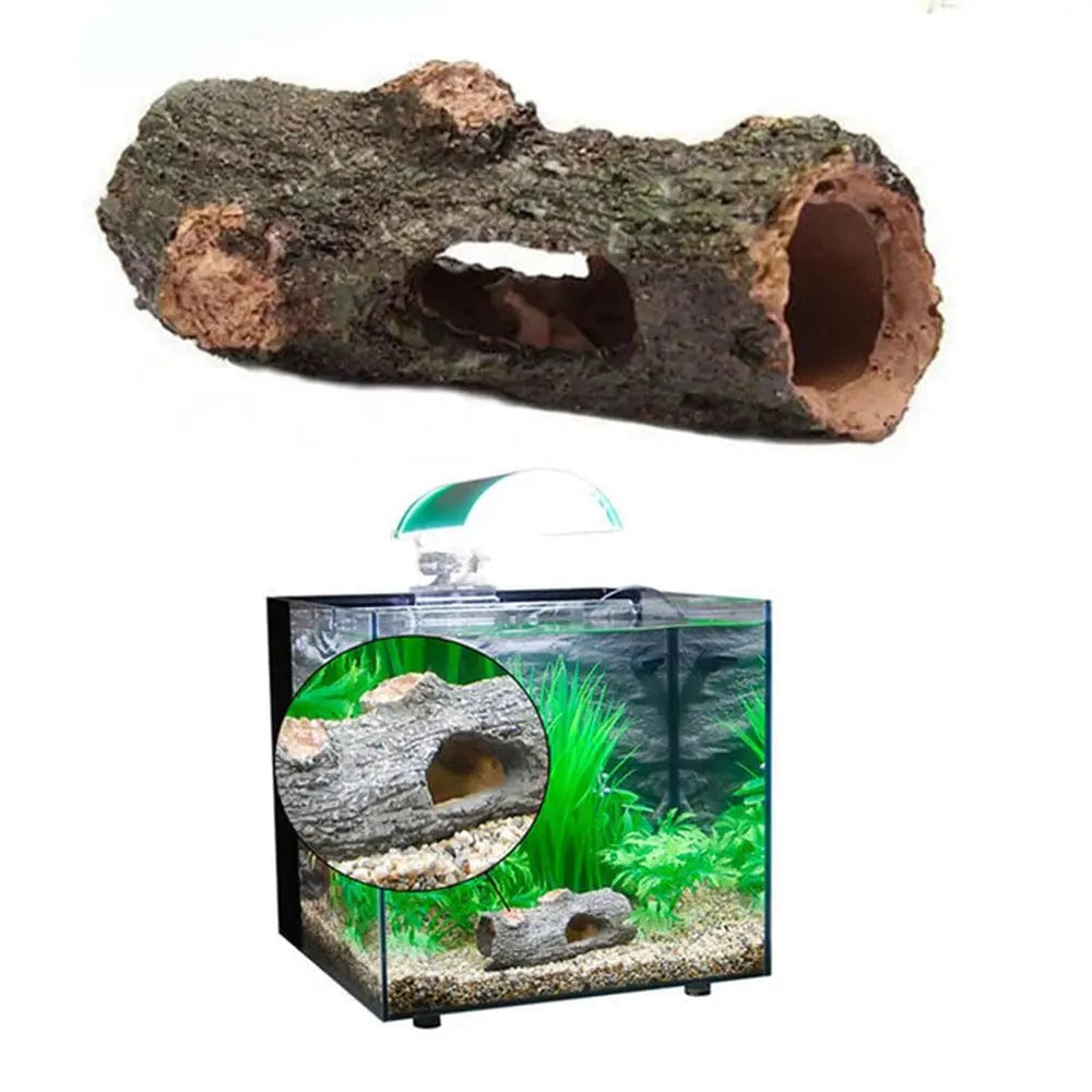 Planet Gates 12.5 x6.5x5cm Aquarium Hollow Tree Tunnel Cave Ornament Fish Shrimp Turtle Hiding Shelter Fish Tank Decorations Fishbowl Accessories
