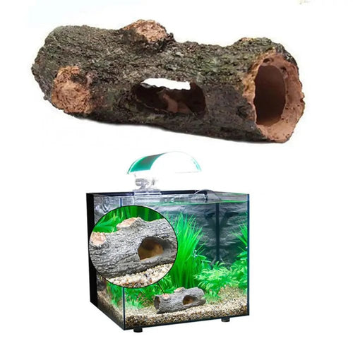Planet Gates 12.5 x6.5x5cm Aquarium Hollow Tree Tunnel Cave Ornament Fish Shrimp Turtle Hiding Shelter Fish Tank Decorations Fishbowl Accessories