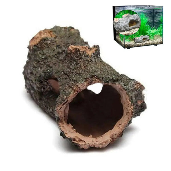 Planet Gates 12.5 x6.5x5cm Aquarium Hollow Tree Tunnel Cave Ornament Fish Shrimp Turtle Hiding Shelter Fish Tank Decorations Fishbowl Accessories