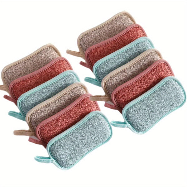 Planet Gates 12 6/12pcs Dish Cloths Sponge With Hanging Loop, Multi Purpose Cleaning Sponge For Tableware, Dishwashing Towels, Double Sided Cleaning Sponge, Scrubbing Magic Sponge, Scouring Pads, Cleaning Tools, Kitchen Accessories