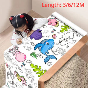 Planet Gates 12/6/3M Children's Drawing Roll DIY Graffiti Scroll Color Filling Paper Painting Coloring Paper Roll for Kids Educational Toys