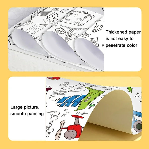 Planet Gates 12/6/3M Children's Drawing Roll DIY Graffiti Scroll Color Filling Paper Painting Coloring Paper Roll for Kids Educational Toys