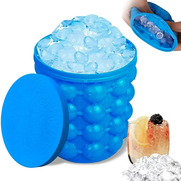 Planet Gates 12.8x10x14cm / Blue Ice Bucket 1pc 12.8x10x14cm/5.12x4x5.6inch Silicone Ice Bucket Ice Maker,Blue Space Saving Ice Cube Maker Bucket,Medium Ice Buckets