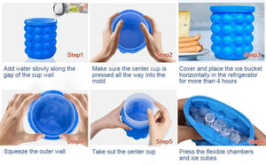 Planet Gates 12.8x10x14cm / Blue Ice Bucket 1pc 12.8x10x14cm/5.12x4x5.6inch Silicone Ice Bucket Ice Maker,Blue Space Saving Ice Cube Maker Bucket,Medium Ice Buckets