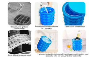 Planet Gates 12.8x10x14cm / Blue Ice Bucket 1pc 12.8x10x14cm/5.12x4x5.6inch Silicone Ice Bucket Ice Maker,Blue Space Saving Ice Cube Maker Bucket,Medium Ice Buckets