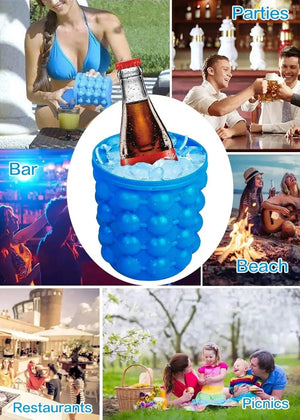 Planet Gates 12.8x10x14cm / Blue Ice Bucket 1pc 12.8x10x14cm/5.12x4x5.6inch Silicone Ice Bucket Ice Maker,Blue Space Saving Ice Cube Maker Bucket,Medium Ice Buckets