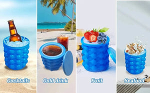 Planet Gates 12.8x10x14cm / Blue Ice Bucket 1pc 12.8x10x14cm/5.12x4x5.6inch Silicone Ice Bucket Ice Maker,Blue Space Saving Ice Cube Maker Bucket,Medium Ice Buckets