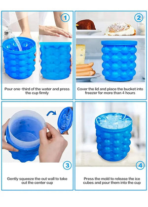 Planet Gates 12.8x10x14cm / Blue Ice Bucket 1pc 12.8x10x14cm/5.12x4x5.6inch Silicone Ice Bucket Ice Maker,Blue Space Saving Ice Cube Maker Bucket,Medium Ice Buckets