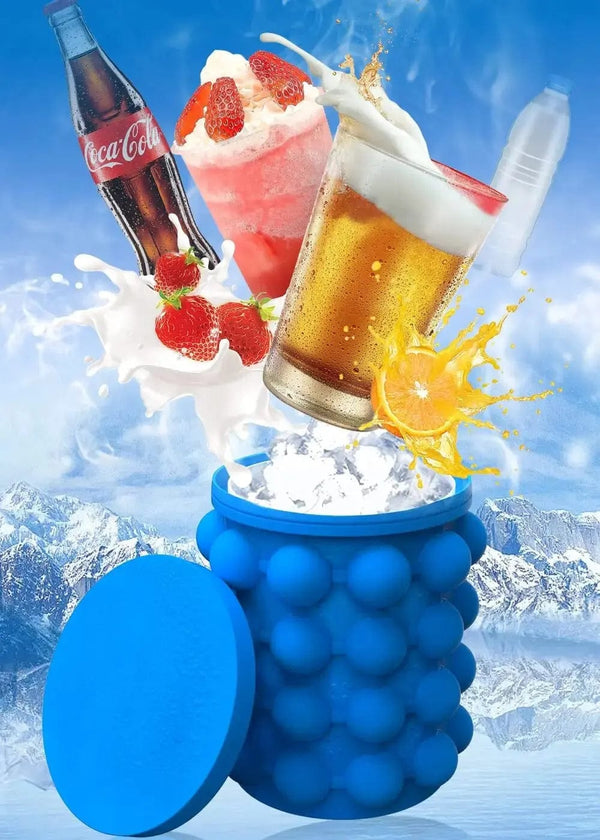 Planet Gates 12.8x10x14cm / Blue Ice Bucket 1pc 12.8x10x14cm/5.12x4x5.6inch Silicone Ice Bucket Ice Maker,Blue Space Saving Ice Cube Maker Bucket,Medium Ice Buckets