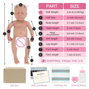 Planet Gates 12" Boy Micro Preemie Full Body Silicone  Baby Doll Lifelike Mini Reborn Doll Surprice Children Anti-Stress My Melody