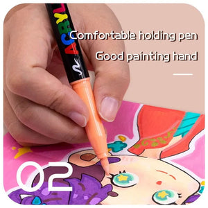 Planet Gates 12 Colors 12 Colors Skin Tone Markers Pens,Nylon Soft Head Acrylic Markers,Waterproof Pen Soft Brush Nib Skin Color Figure Painting School