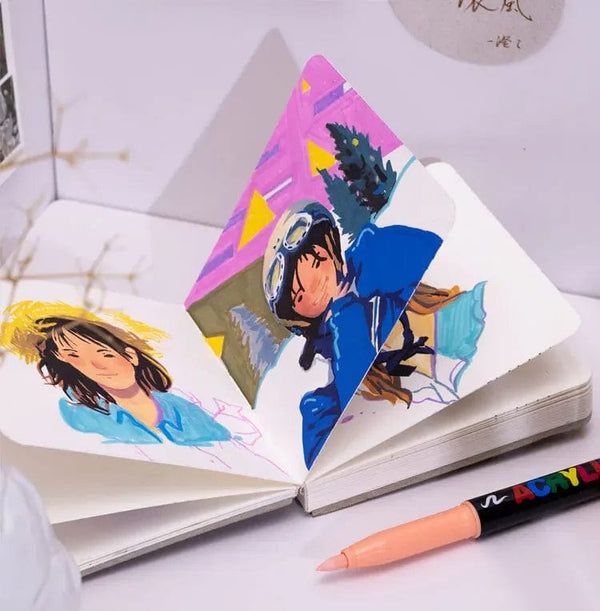 Planet Gates 12 Colors 12 Colors Skin Tone Markers Pens,Nylon Soft Head Acrylic Markers,Waterproof Pen Soft Brush Nib Skin Color Figure Painting School