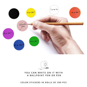 Planet Gates 12 Colors 500Pcs/Roll Chroma Label Color Code Dot Labels Stickers Can Writing 1 Inch Teacher Office Supplies Stationery Sticker