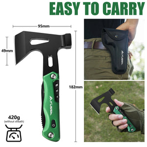 Planet Gates 12 in 1 Hammer / Russian Federation FLISSA 14 in 1 Multitool Camping Hatchet with Sheath Multifunctional Ax with LED Light Camping Woodworking Outdoor Survival Tool