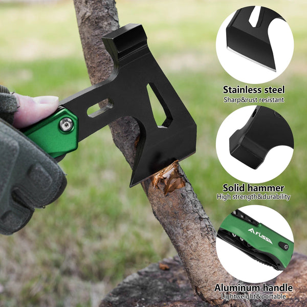 Planet Gates 12 in 1 Hammer / Russian Federation FLISSA 14 in 1 Multitool Camping Hatchet with Sheath Multifunctional Ax with LED Light Camping Woodworking Outdoor Survival Tool