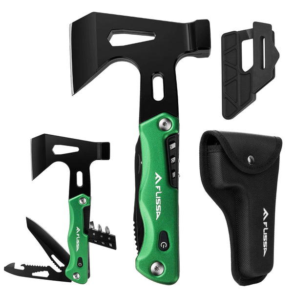 Planet Gates 12 in 1 Hammer / Russian Federation FLISSA 14 in 1 Multitool Camping Hatchet with Sheath Multifunctional Ax with LED Light Camping Woodworking Outdoor Survival Tool
