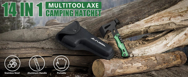 Planet Gates 12 in 1 Hammer / Russian Federation FLISSA 14 in 1 Multitool Camping Hatchet with Sheath Multifunctional Ax with LED Light Camping Woodworking Outdoor Survival Tool