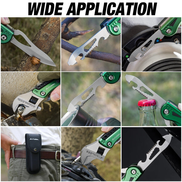 Planet Gates 12 in 1 Hammer / Russian Federation FLISSA 14 in 1 Multitool Camping Hatchet with Sheath Multifunctional Ax with LED Light Camping Woodworking Outdoor Survival Tool