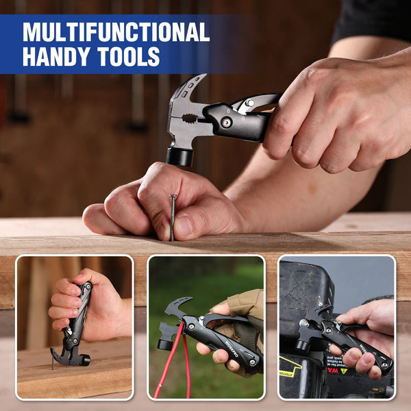 Planet Gates 12 in 1 Hammer / Russian Federation FLISSA 14 in 1 Multitool Camping Hatchet with Sheath Multifunctional Ax with LED Light Camping Woodworking Outdoor Survival Tool