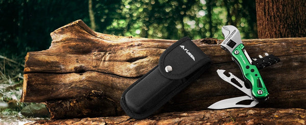 Planet Gates 12 in 1 Hammer / Russian Federation FLISSA 14 in 1 Multitool Camping Hatchet with Sheath Multifunctional Ax with LED Light Camping Woodworking Outdoor Survival Tool