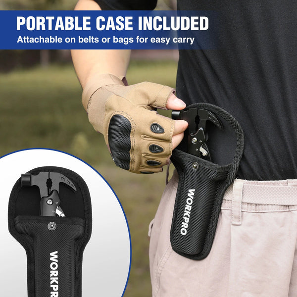 Planet Gates 12 in 1 Hammer / Russian Federation FLISSA 14 in 1 Multitool Camping Hatchet with Sheath Multifunctional Ax with LED Light Camping Woodworking Outdoor Survival Tool