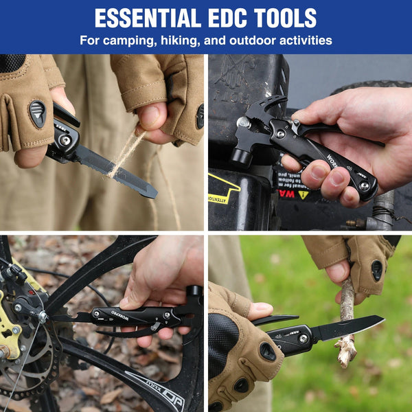 Planet Gates 12 in 1 Hammer / Russian Federation FLISSA 14 in 1 Multitool Camping Hatchet with Sheath Multifunctional Ax with LED Light Camping Woodworking Outdoor Survival Tool