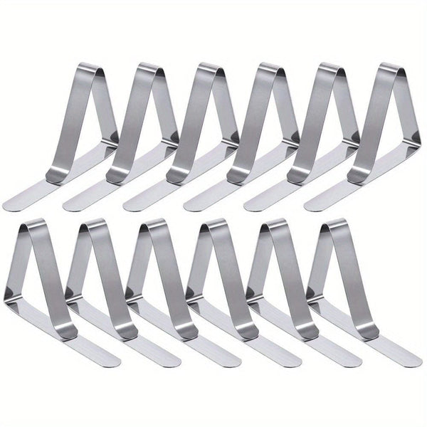 Planet Gates 12 Pack Long Tablecloth Clips 6/12/18/24/30pcs Tablecloth Clips, Heavy Duty Picnic Table Clips, Stainless Steel Table Cloth Cover Clamps, Table Cloth Holders Ideal For Restaurant Picnics Marquees Weddings Graduation Party